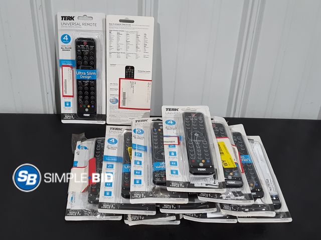 Lot 58-28195 - Lot of (12) New Terk Universal Remote Controls - Works with all major brands up to 4 devices