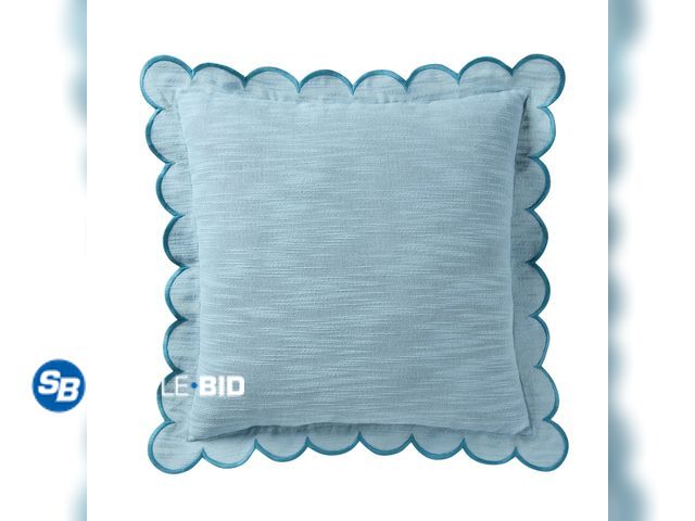 Lot 58-17858 - New Home Decor Collection 19" x 19" Blue Scallop Flange Cotton-Rich Decorate Pillow