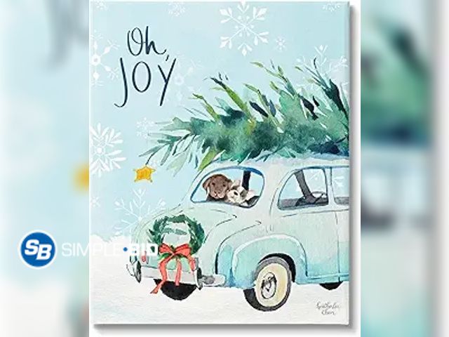 Lot 58-36541 - New Stupell Industries Oh Joy Endearing Winter Calligraphy Puppies Scene, wall canvas Design by Heat...