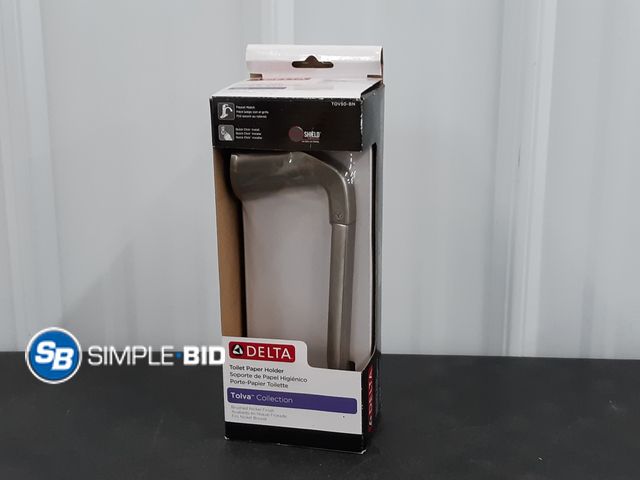 Lot 58-38792 - Delta Toilet Paper Holder Tolva Collection Brushed Nickel Finish