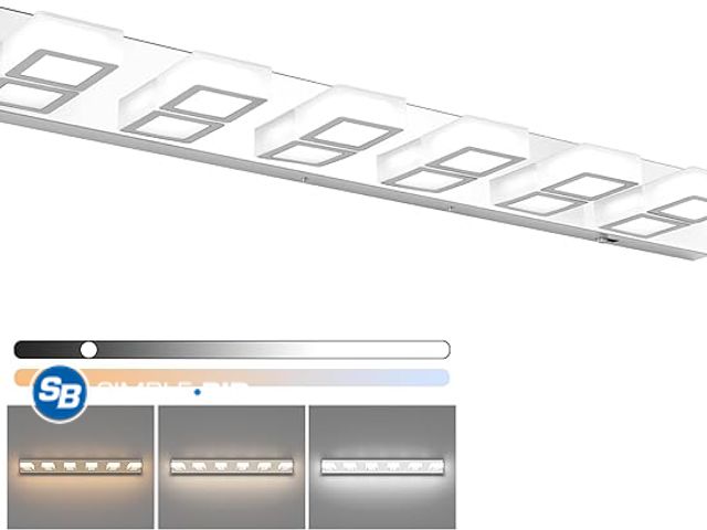 Lot 58-34296 - New Ralbay Modern Chrome Bathroom Vanity Lights 5 Color Temperature 6 Lights Dimmable Acrylic Modern...