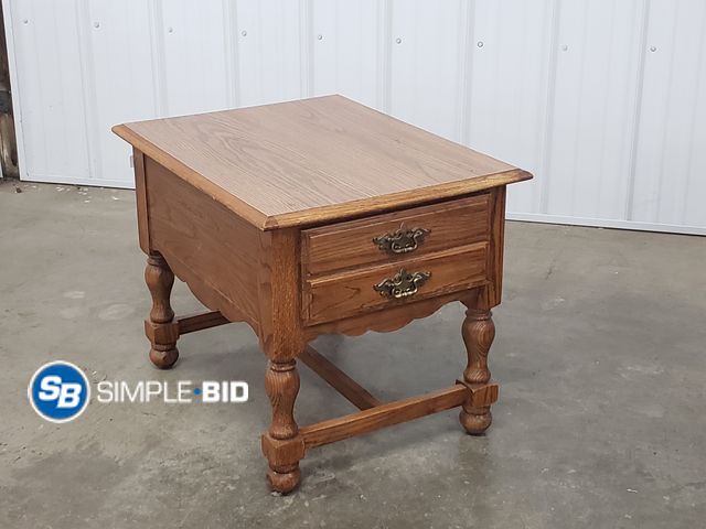 Lot 58-68233 - Oak Wooden Side Table with Drawer