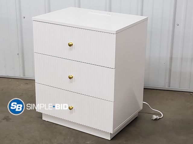 Lot 58-68906 - New 3 Drawer Dresser Tall Dressers with Gold Metal Handles Small Dresser Storage Chest Cabinet Organ...