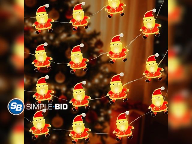 Lot 58-55961 - CHRISTMAS IN JULY! New Christmas String Lights, 16ft 50 LED Battery Powered Santa Claus Christmas De...