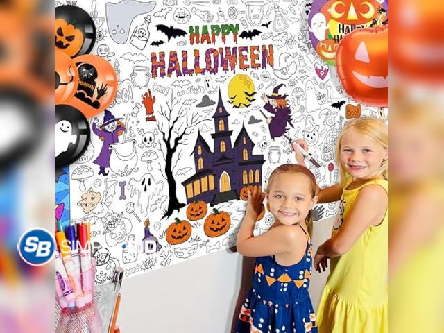 Lot 58-77212 - New Halloween Coloring Poster Giant Coloring Poster Large Halloween Coloring Tablecloth Jumbo Colori...