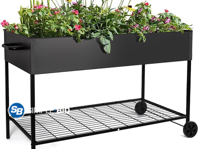 Lot 58-29108 - MIXC 48x24x31" Large Black Metal Raised Garden Bed with Legs, Elevated Planter Box Outdoor Raised fo...
