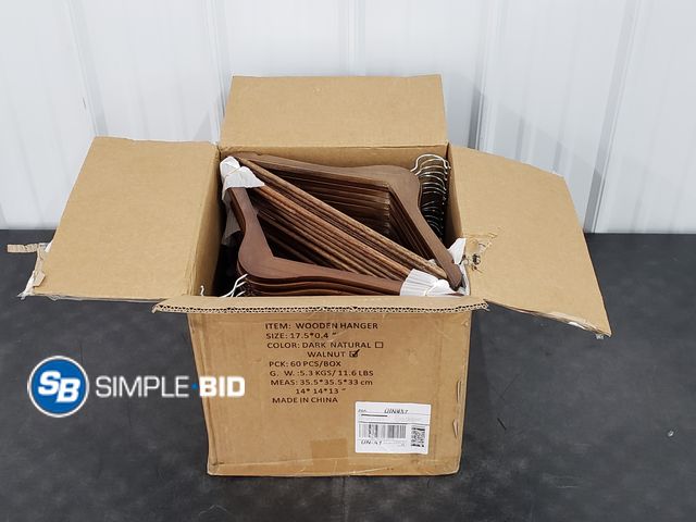 Lot 58-84339 - Lot of (60) Walnut Wooden Hangers