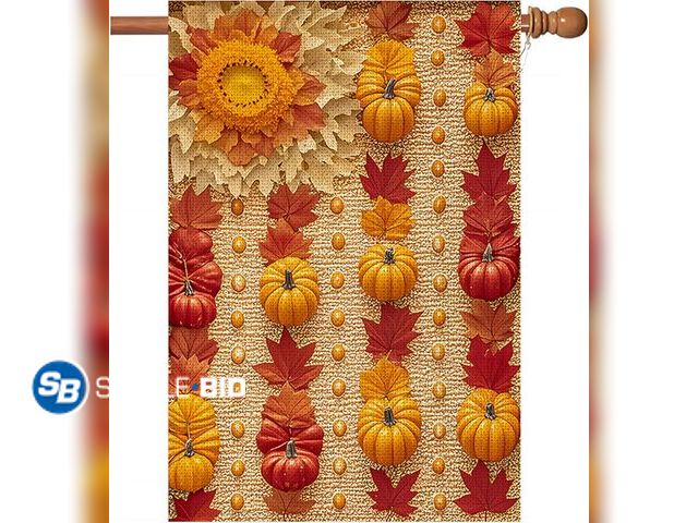 Lot 58-66682 - Lot of (20) New WENWELL Large Fall Garden Flag 28x40 Inch Double Sided Outside,Burlap American flag ...