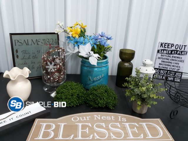 Lot 58-67950 - Lot of Home Decor - Variety of items from, Vases, Signs, planters (faux fake) and more