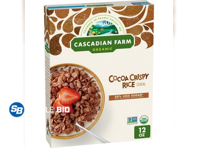 Lot 58-69812 - Lot of (2) Cascadian Farm Organic Cocoa Crispy Rice Cereal, Gluten Free, 12 oz - unopened - expired