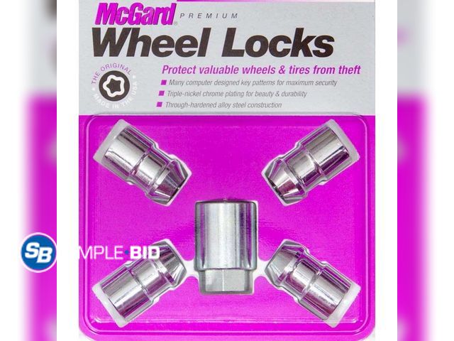 Lot 58-65961 - McGard 24157 Chrome Wheel Lock Set M12x1.5 Thread 4 Locks 1 Key for 2021 Toyota RAV4 - unopened