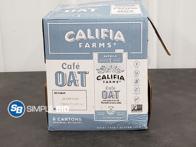 Lot 58-29751 - Califia Farms Oat Milk - 32 fl oz each - 6 cartons - best by 4/26
