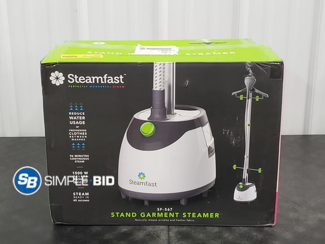 Lot 58-60597 - New Steamfast SF-567 Full-Size Upright Garment and Fabric Steamer with Clothes Hanger, 1500W, 45-Sec...