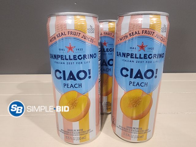 Lot 58-39318 - SANPELLEGRINO Lot of (5) Sanpellegrino CIAO PEACH! sparkling water 11.15 fl oz each - unopened - out...