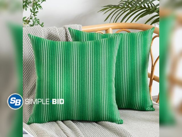 Lot 58-26339 - New UGASA Outdoor Waterproof Throw Pillow Covers Pack of 2 Boho Weave Stripe Texture Decorative Cush...