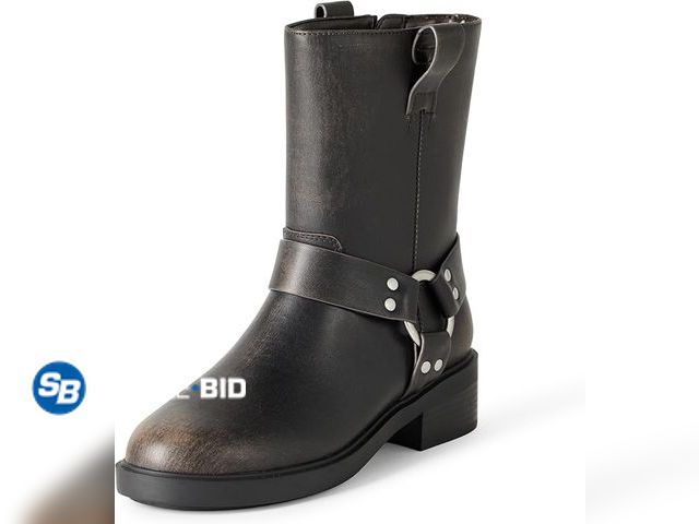 Lot 58-41208 - New Women's The Drop Women's Lilith Short Moto Boot with Buckles Biker - SIZE 10