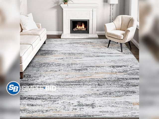 Lot 58-36060 - New Rugflix 8x10 Large Area Rugs, Abstract Washable Rug for Living Room, Soft Low Pile Carpet, Non-S...