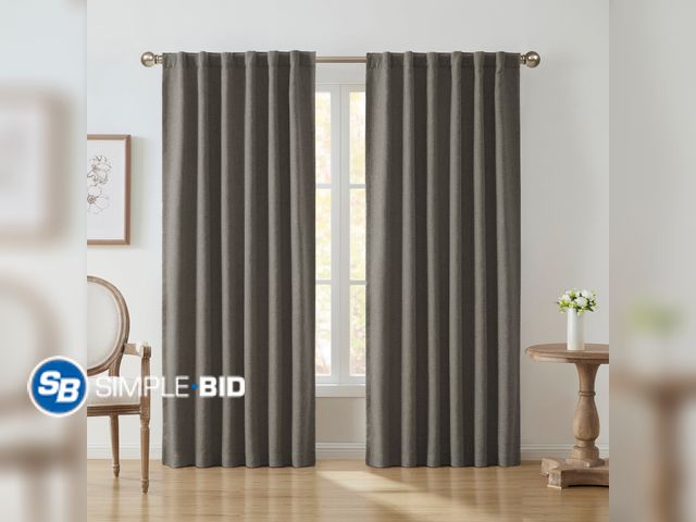 Lot 58-60615 - New My Texas House Solid Steeple Gray Rod Pocket Back Tab Blackout Curtain Panel, 52" x 84"