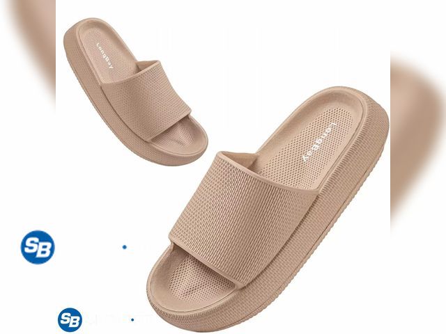Lot 58-26467 - Lot of (2) LongBay Unisex Cloud Slides for Women Men, Comfy Pillow Slippers with Arch Support Shower...