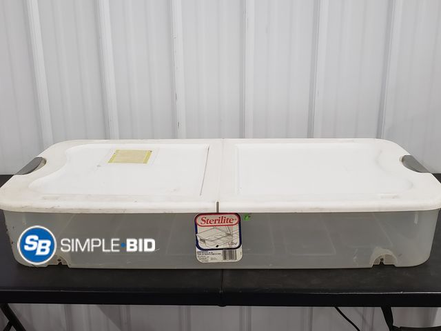 Lot 58-52395 - Sterilite Under the Bed Storage tote with wheels - used but in good condition