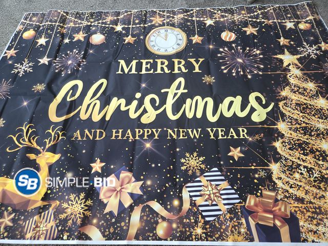 Lot 58-72743 - CHRISTMAS IN JULY! New Merry Christmas and a Happy New Year Banner - 7x5ft