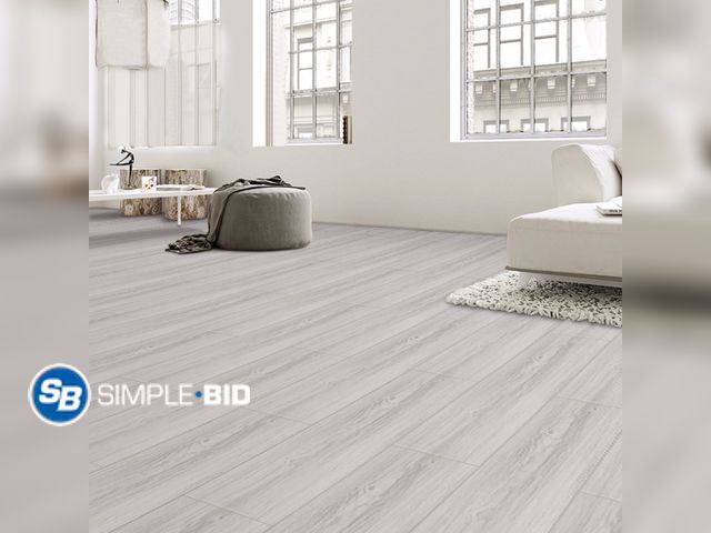 Lot 58-32589 - New Abyssaly 35.8" x 5.9" 10 pcs Peel and Stick Flooring Natural White Wood Vinyl Flooring Tile Wate...