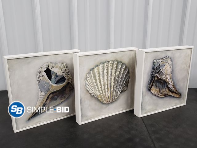 Lot 58-36651 - Lot of (3) New Stupell industries Nautical white Framed Wall Decor - 12" x12"