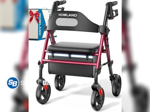 Lot 58-32901 - New Foldable Rollator Walkers with Seat for Seniors, 8'' Big Wheels, 350 lb. Weight Capacity, Adjust...