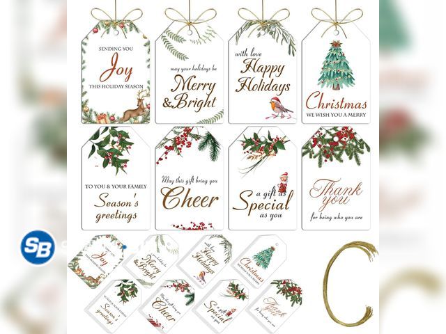 Lot 58-50805 - New AuroTrends Christmas Gift Tags with String 48Pcs, Name Tags for Christmas Presents -Quality Chri...