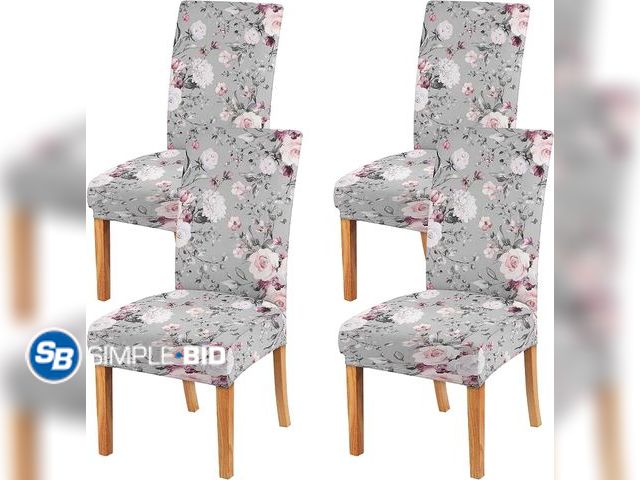 Lot 58-54912 - New Oversize Chair Covers for Dining Room Set of 4,Large Stretch Spandex Parsons Chair Slipcovers ,R...