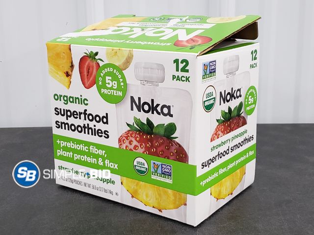 Lot 58-29814 - Noka Organic Superfood Smoothies -- Strawberry pineapple - 9 pack - unopened