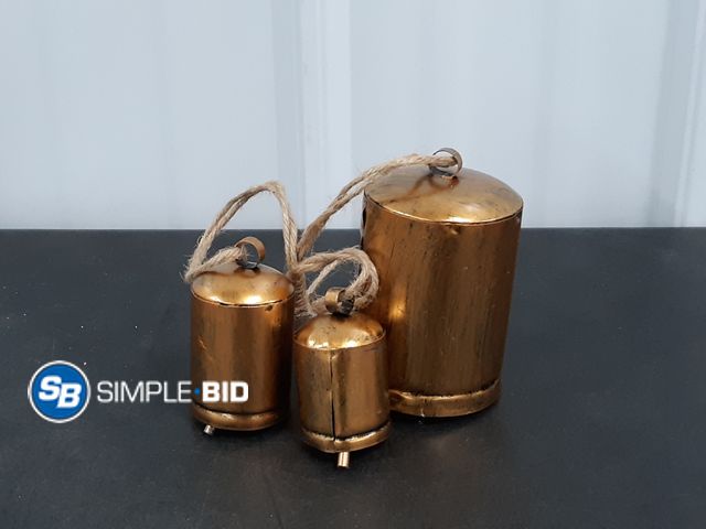 Lot 58-29576 - Set of (3) Harmony Rustic Gold Christmas Bells for Decoration - Perfect for Cow Bell, Door Hanging, ...