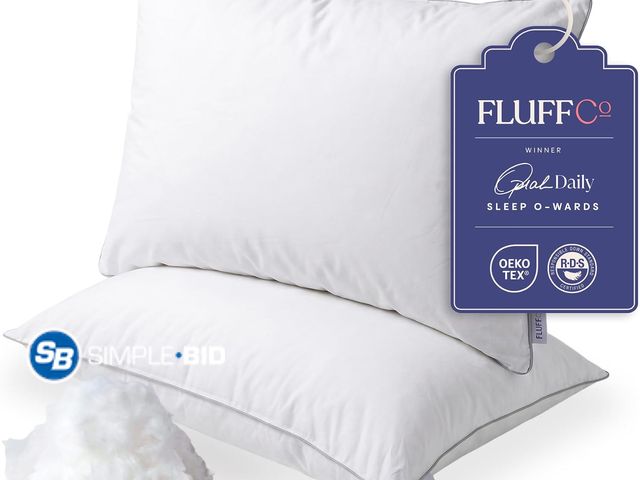 Lot 58-75853 - New FluffCo Down Alternative Pillows - King Size, Soft (2 Pack) King Bed Pillows for Sleeping - Made...