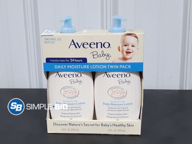 Lot 58-34667 - Aveeno Baby Daily Moisture lotion 18 fl oz - twin pack - appears unused