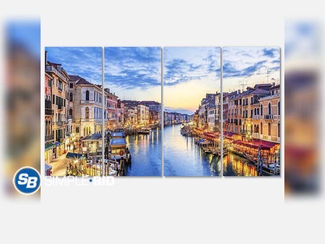 Lot 58-57050 - New Designart - Grand Canal Panorama - Landscape Photography Canvas Print 4 piece set