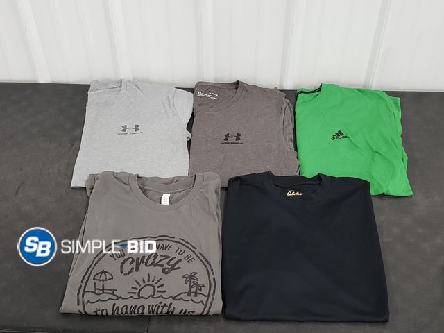 Lot 58-77164 - Lot of (5) MEN'S T-Shirts - Under Armour, Adidas, You do not need to be crazy to hang with us - SIZE...