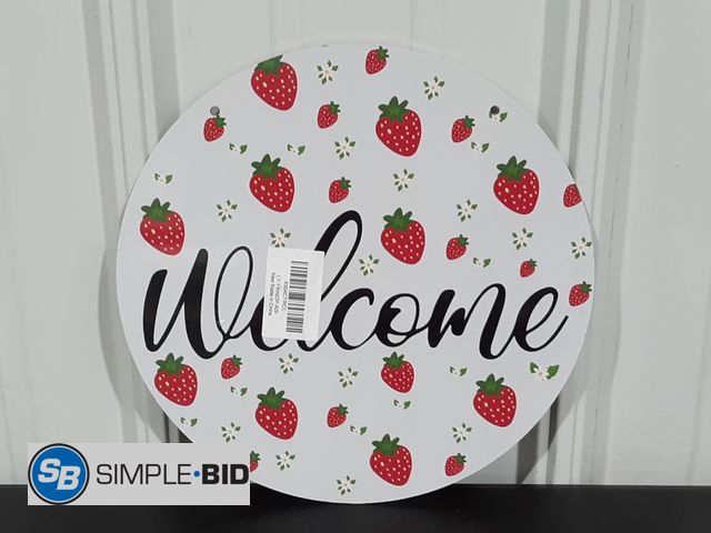 Lot 58-21426 - New Decorative "WELCOME" round sign with burlap to hang