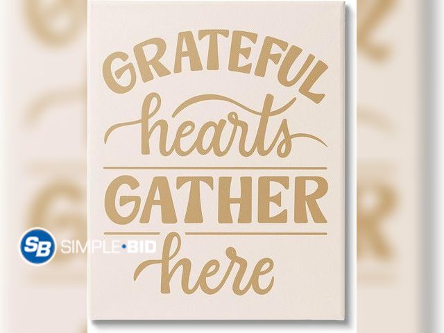 Lot 58-36539 - New Stupell Industries Grateful Hearts Gather Here Phrase Canvas Wall Art, Design by Jalynn Heerdt 2...