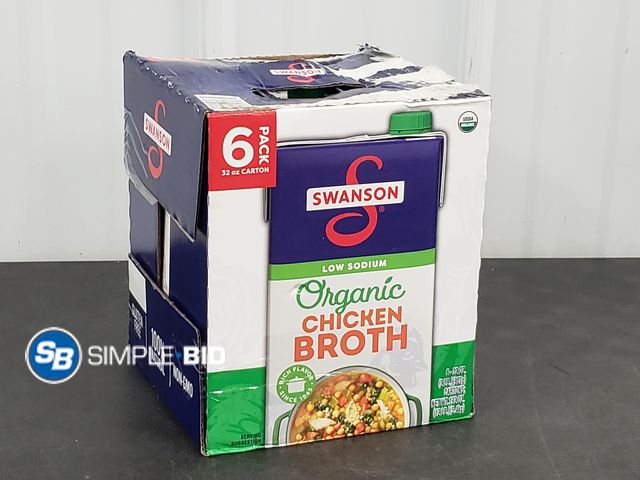 Lot 58-70227 - Swanson Organic CHICKEN BROTH - 6 pack - unopened - BB 6/26