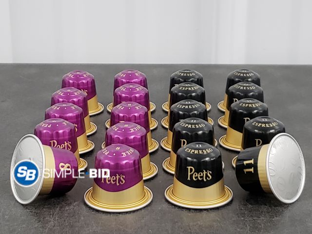 Lot 58-29953 - Lot of (20) New PEET'S espresso coffee pods (10) - Dark Roast Nerissimo (10) Medium Roast Ricchezza