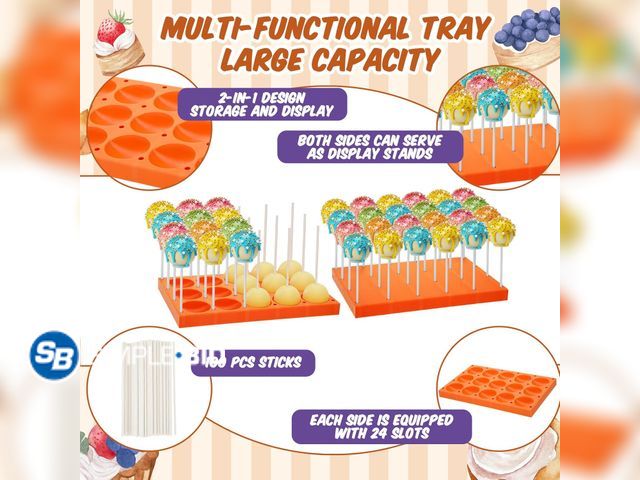 Lot 58-56403 - Lot of (2) New Cake Pop Mold Press Set with Display Stand-capable Tray and 100 Pcs Sticks, Circle Ca...