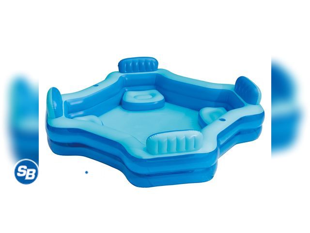Lot 58-27154 - Bluescape Blue Deluxe Comfort Inflatable Family Swimming Pool, 4 Seats, Square, Age 6 &amp; up - lig...