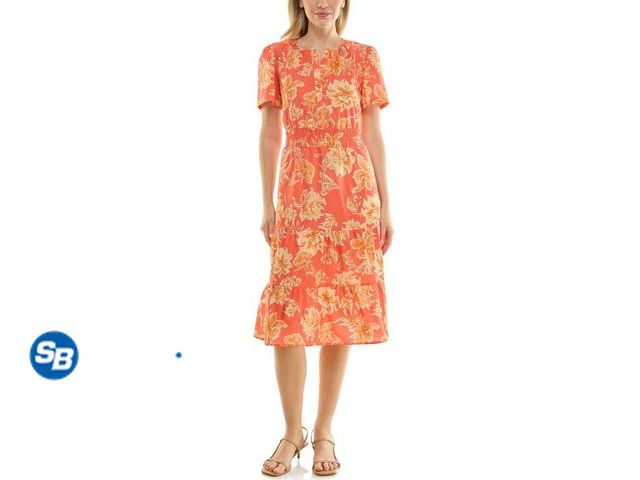 Lot 58-69104 - New Nanette Lepore Split Neck Cotton Midi Dress SIZE S