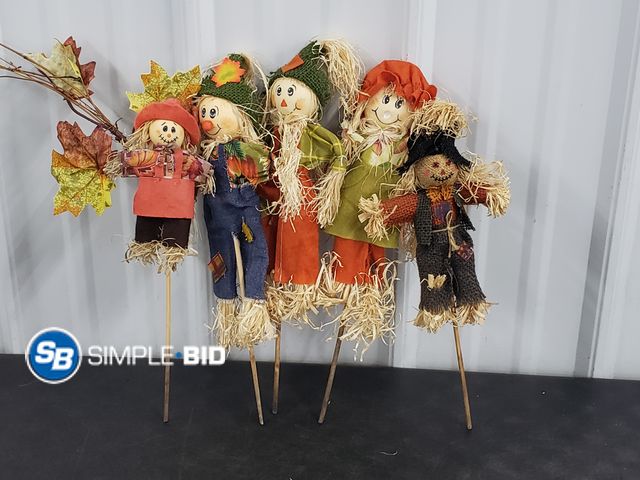 Lot 58-80084 - Lot of (5) Harvest Scarecrow on Sticks - super cute! - approx. 14" Long