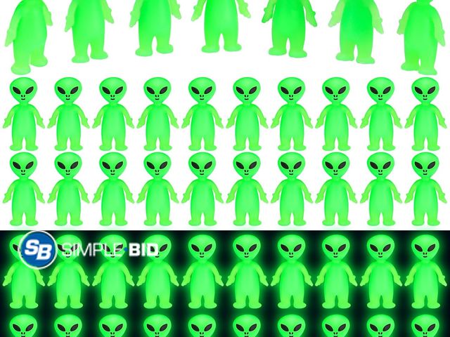 Lot 58-63249 - New CroBlissful 50 Pcs Mini Alien Figures to Hide and Seek Glow in the Dark Green Little Tiny Aliens...