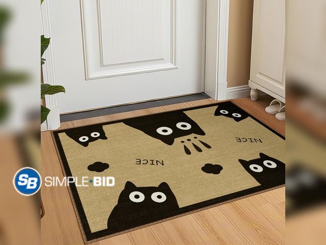 Lot 58-68348 - New Brown Porch Doormat Entryway rug-2x3, Farmhouse Animal Cat Waterproof Outdoor Rugs for Entrance ...