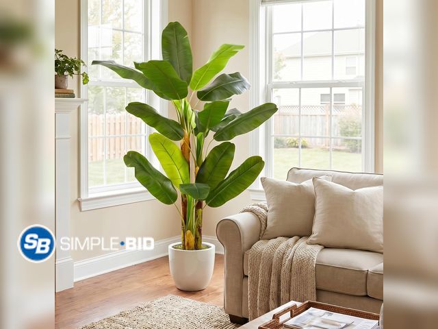 Lot 58-75726 - New 6FT Artificial Banana Tree, Tall Fake Banana Leaf Plants with 27 Faux Leaves, Indoor Outdoor Lar...