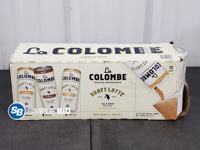 Lot 58-51217 - La COLOMBE draft Latte - Caramel - Mocha - Vanilla - 11 pack - unopened - damaged box - 9 fl oz each