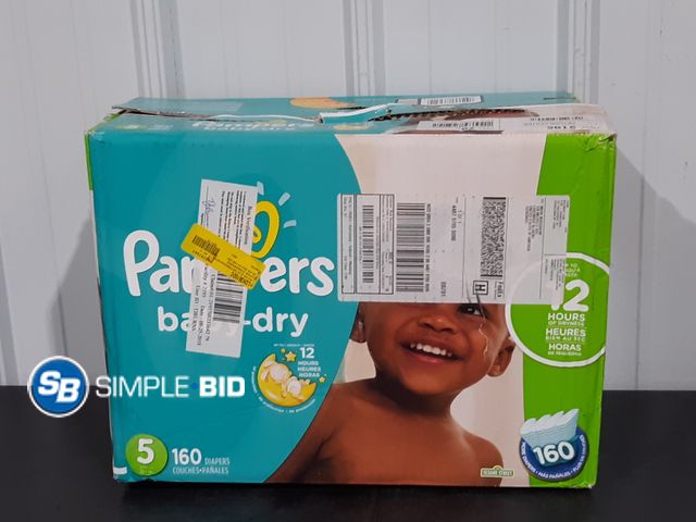 Lot 58-27476 - PAMPERS! Baby Dry Diapers - SIZE 5 160 diapers - unopened packages