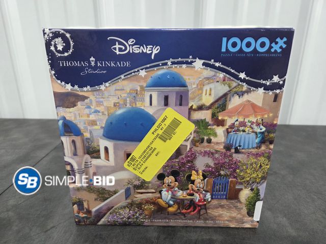 Lot 58-54108 - New Disney Thomas Kinkade Mickey and Minnie Mouse Puzzle - 1000 pieces